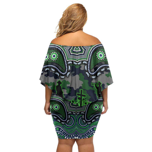 ANZAC Day Canberra Raiders Off Shoulder Short Dress Military Memorial Aboriginal Indigenous Art