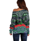 ANZAC Day Canberra Raiders Off Shoulder Sweater Military Memorial Aboriginal Indigenous Art