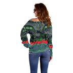 ANZAC Day Canberra Raiders Off Shoulder Sweater Military Memorial Aboriginal Indigenous Art