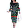 ANZAC Day Canberra Raiders Off The Shoulder Long Sleeve Dress Military Memorial Aboriginal Indigenous Art