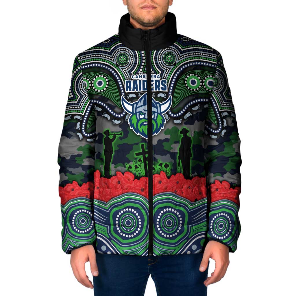 ANZAC Day Canberra Raiders Padded Jacket Military Memorial Aboriginal Indigenous Art