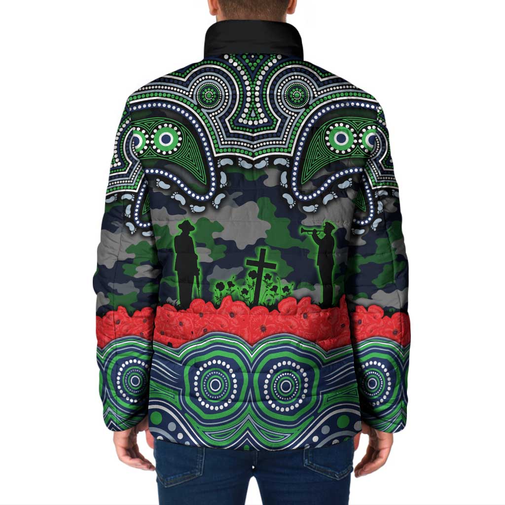 ANZAC Day Canberra Raiders Padded Jacket Military Memorial Aboriginal Indigenous Art
