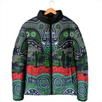 ANZAC Day Canberra Raiders Padded Jacket Military Memorial Aboriginal Indigenous Art