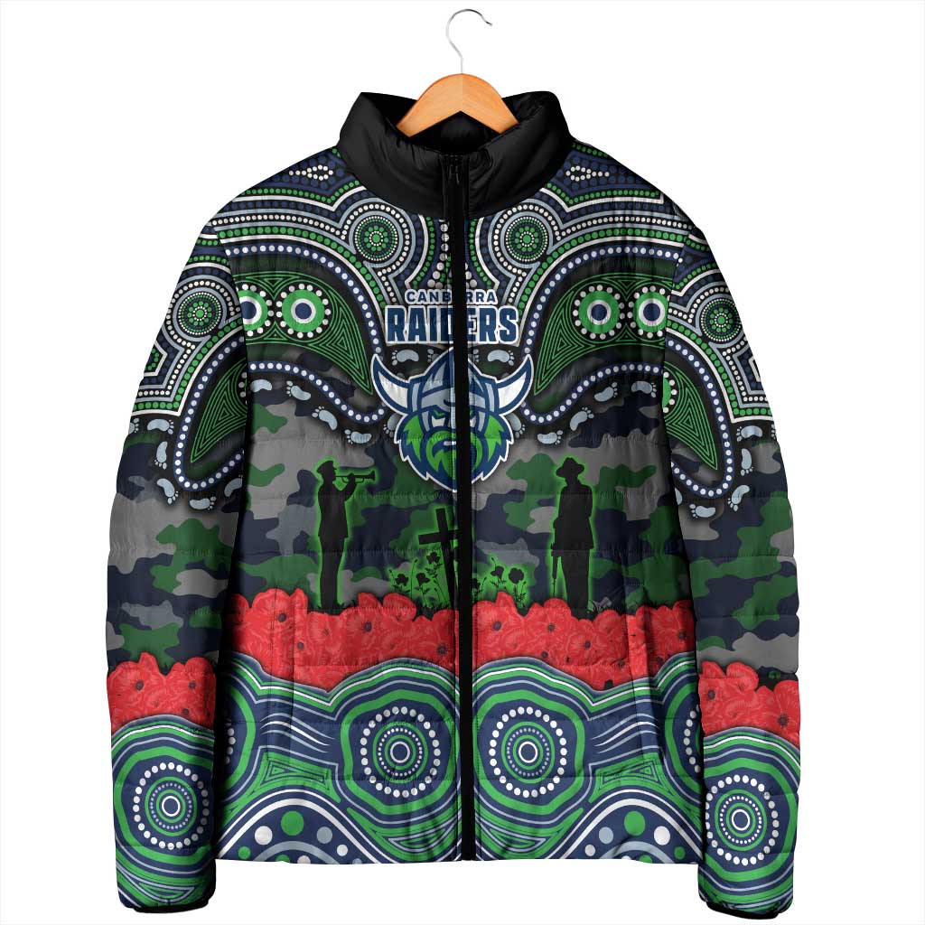 ANZAC Day Canberra Raiders Padded Jacket Military Memorial Aboriginal Indigenous Art