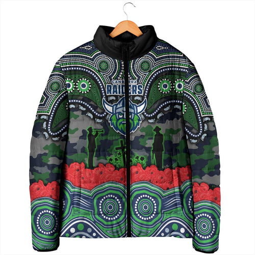 ANZAC Day Canberra Raiders Padded Jacket Military Memorial Aboriginal Indigenous Art
