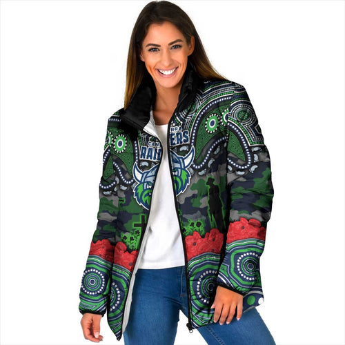 ANZAC Day Canberra Raiders Padded Jacket Military Memorial Aboriginal Indigenous Art