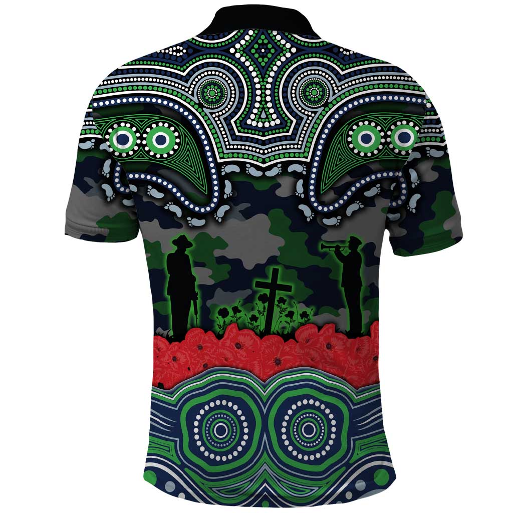 ANZAC Day Canberra Raiders Polo Shirt Military Memorial Aboriginal Indigenous Art