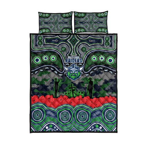 ANZAC Day Canberra Raiders Quilt Bed Set Military Memorial Aboriginal Indigenous Art