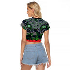 ANZAC Day Canberra Raiders Raglan Cropped T Shirt Military Memorial Aboriginal Indigenous Art