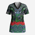 ANZAC Day Canberra Raiders Scrub Top Military Memorial Aboriginal Indigenous Art