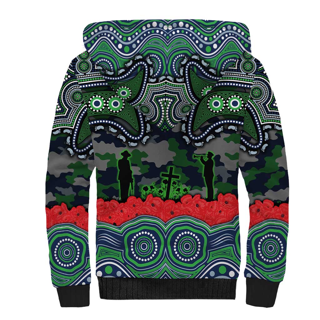 ANZAC Day Canberra Raiders Sherpa Hoodie Military Memorial Aboriginal Indigenous Art