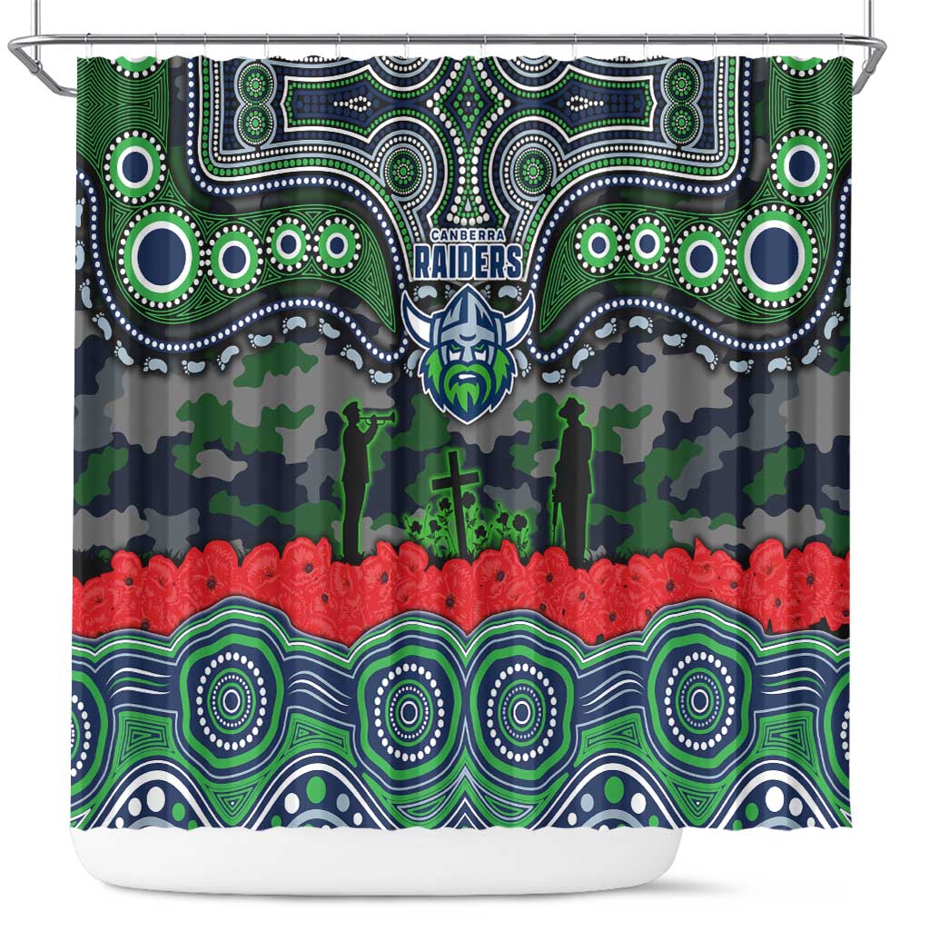 ANZAC Day Canberra Raiders Shower Curtain Military Memorial Aboriginal Indigenous Art