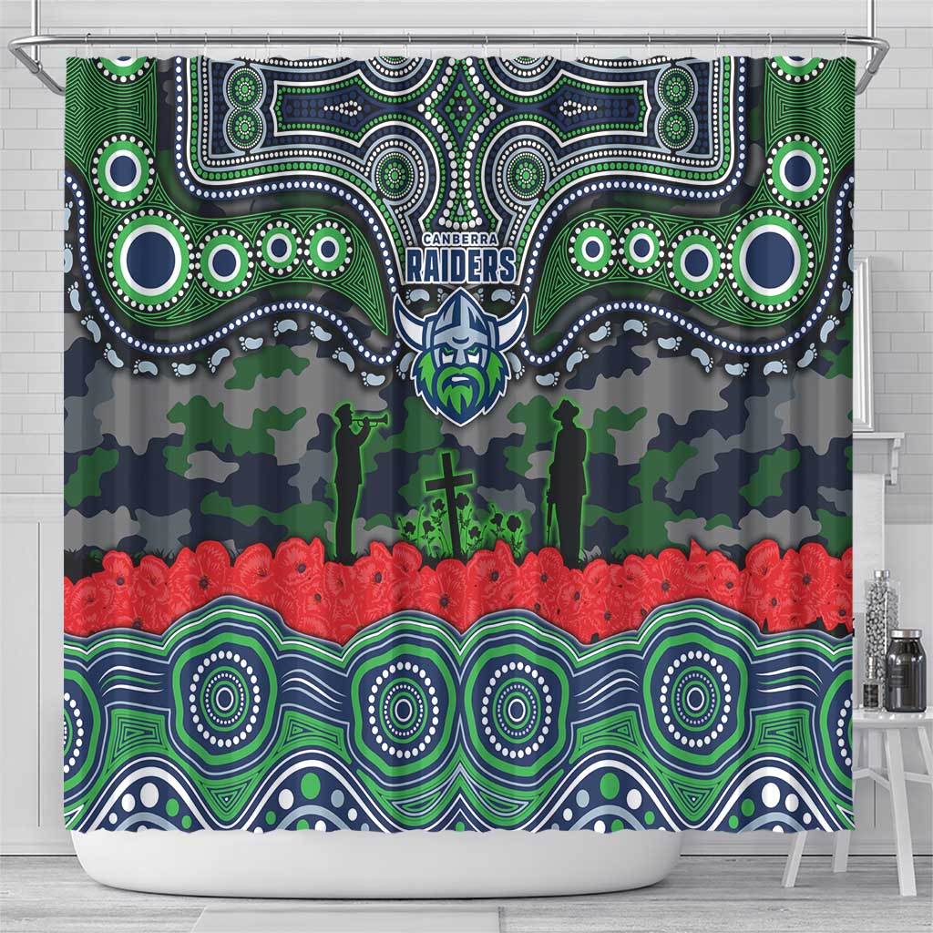 ANZAC Day Canberra Raiders Shower Curtain Military Memorial Aboriginal Indigenous Art