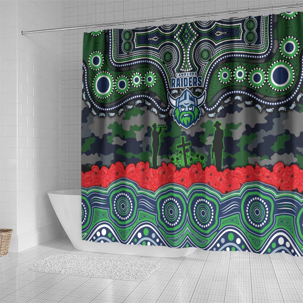 ANZAC Day Canberra Raiders Shower Curtain Military Memorial Aboriginal Indigenous Art