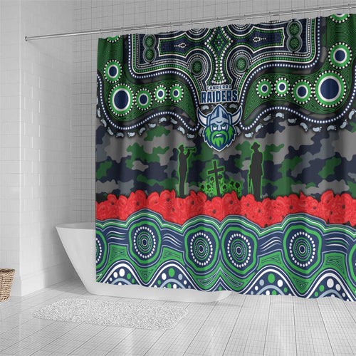ANZAC Day Canberra Raiders Shower Curtain Military Memorial Aboriginal Indigenous Art