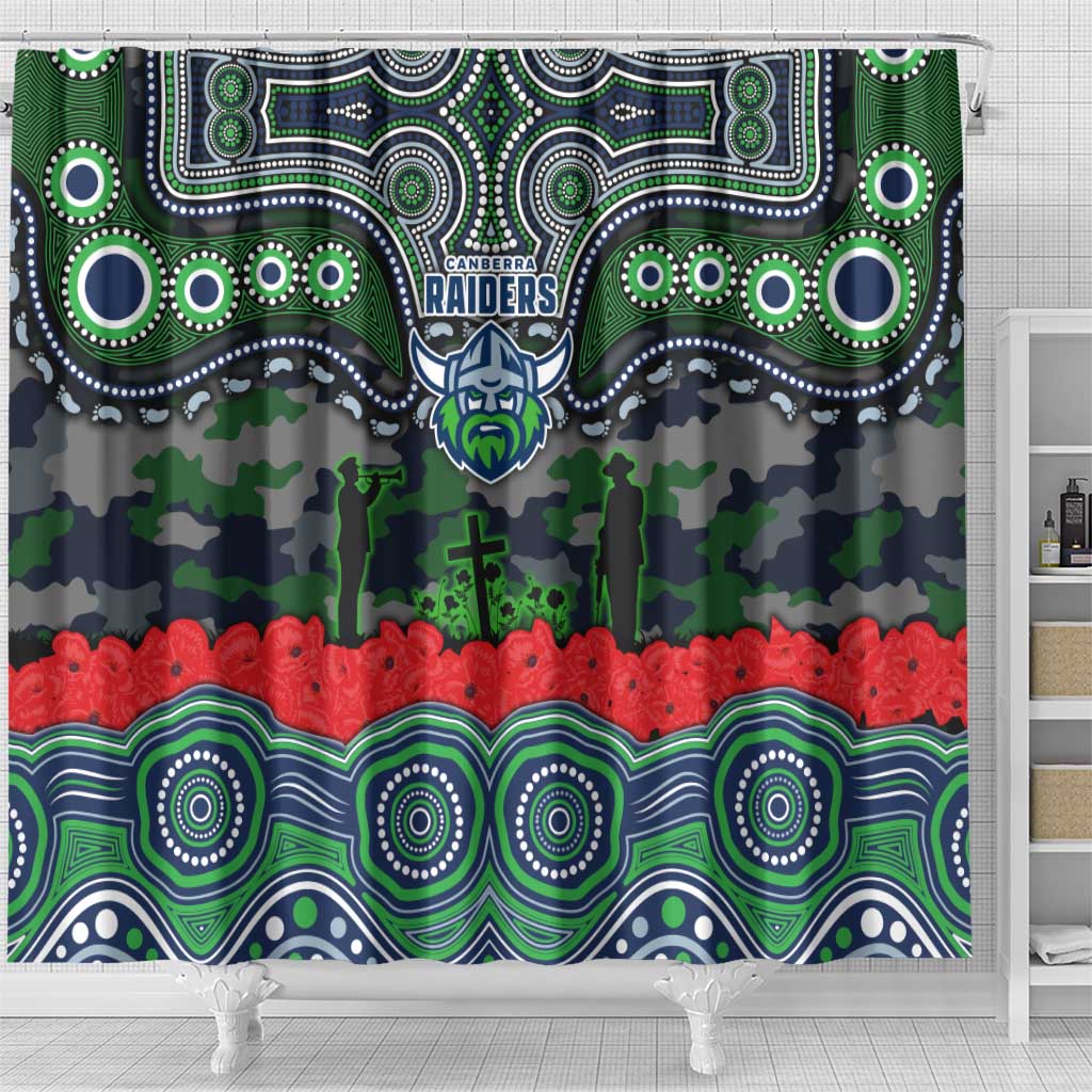 ANZAC Day Canberra Raiders Shower Curtain Military Memorial Aboriginal Indigenous Art