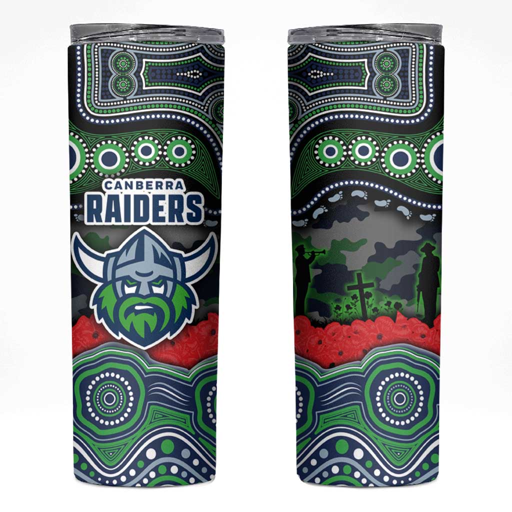 ANZAC Day Canberra Raiders Skinny Tumbler Military Memorial Aboriginal Indigenous Art