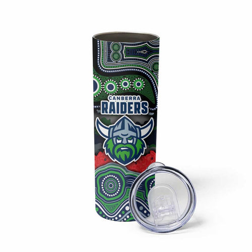 ANZAC Day Canberra Raiders Skinny Tumbler Military Memorial Aboriginal Indigenous Art