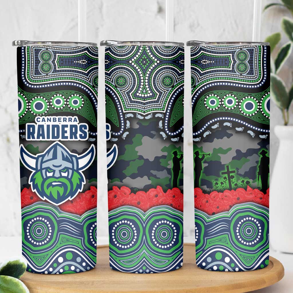ANZAC Day Canberra Raiders Skinny Tumbler Military Memorial Aboriginal Indigenous Art