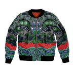ANZAC Day Canberra Raiders Sleeve Zip Bomber Jacket Military Memorial Aboriginal Indigenous Art