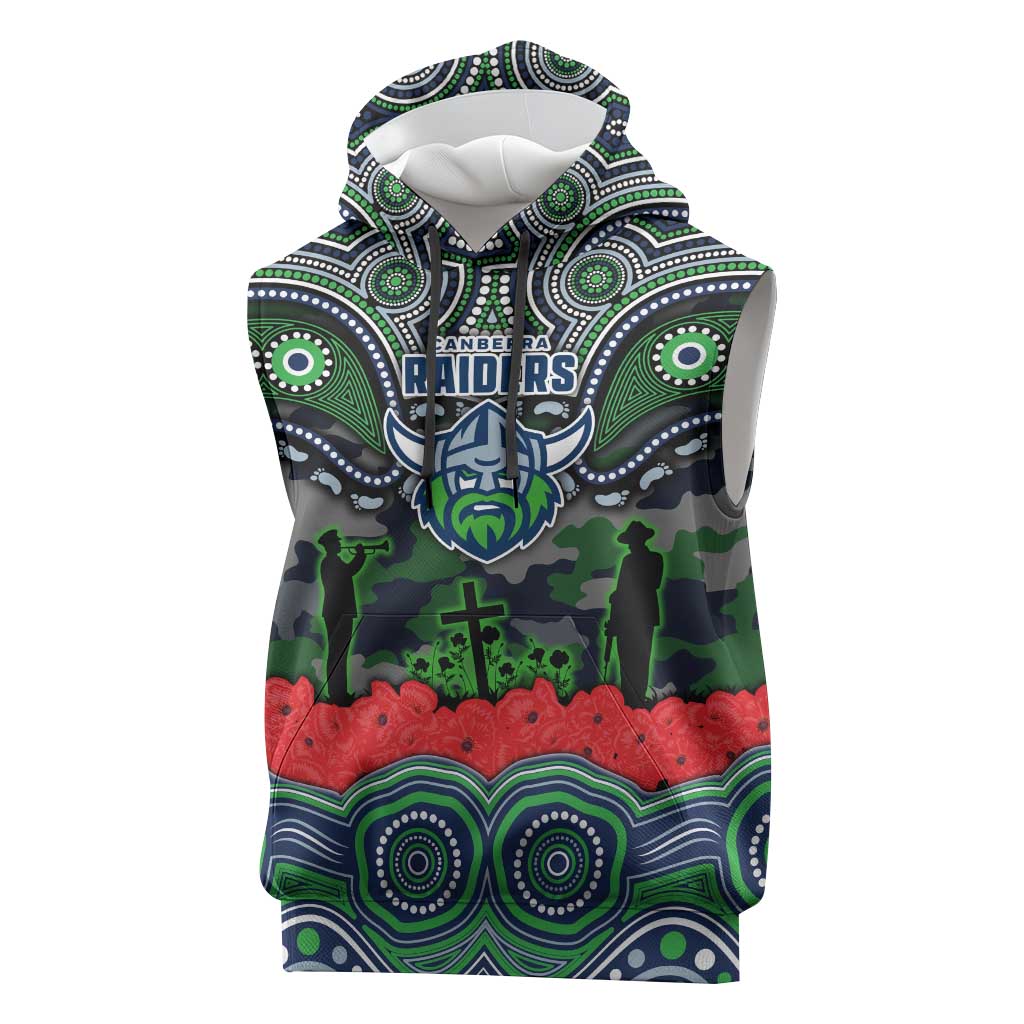 ANZAC Day Canberra Raiders Sleeveless Hoodie Military Memorial Aboriginal Indigenous Art