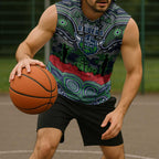 ANZAC Day Canberra Raiders Sleeveless Hoodie Military Memorial Aboriginal Indigenous Art