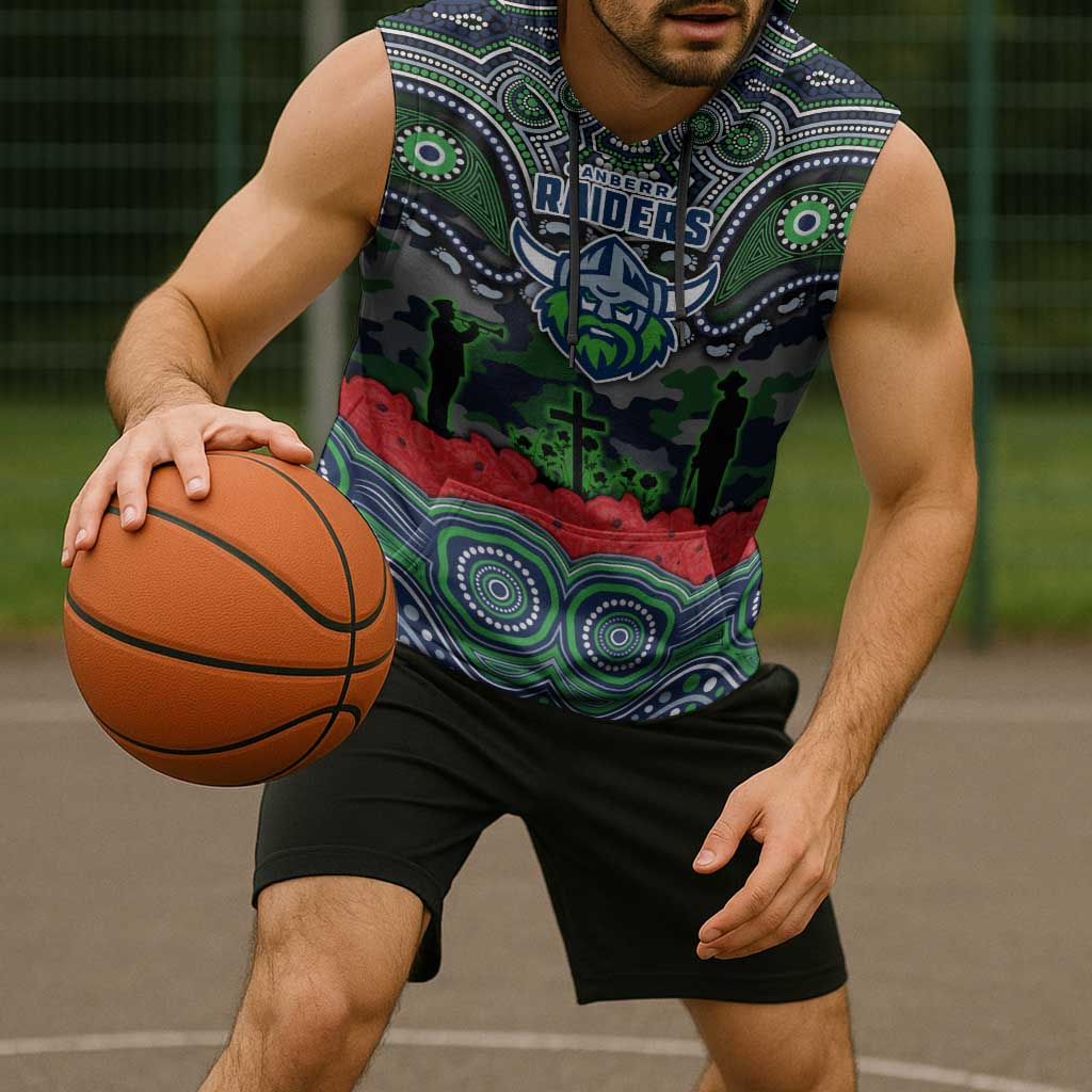 ANZAC Day Canberra Raiders Sleeveless Hoodie Military Memorial Aboriginal Indigenous Art