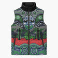 ANZAC Day Canberra Raiders Sleeveless Puffer Jacket Military Memorial Aboriginal Indigenous Art