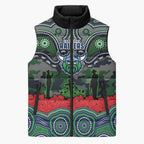 ANZAC Day Canberra Raiders Sleeveless Puffer Jacket Military Memorial Aboriginal Indigenous Art
