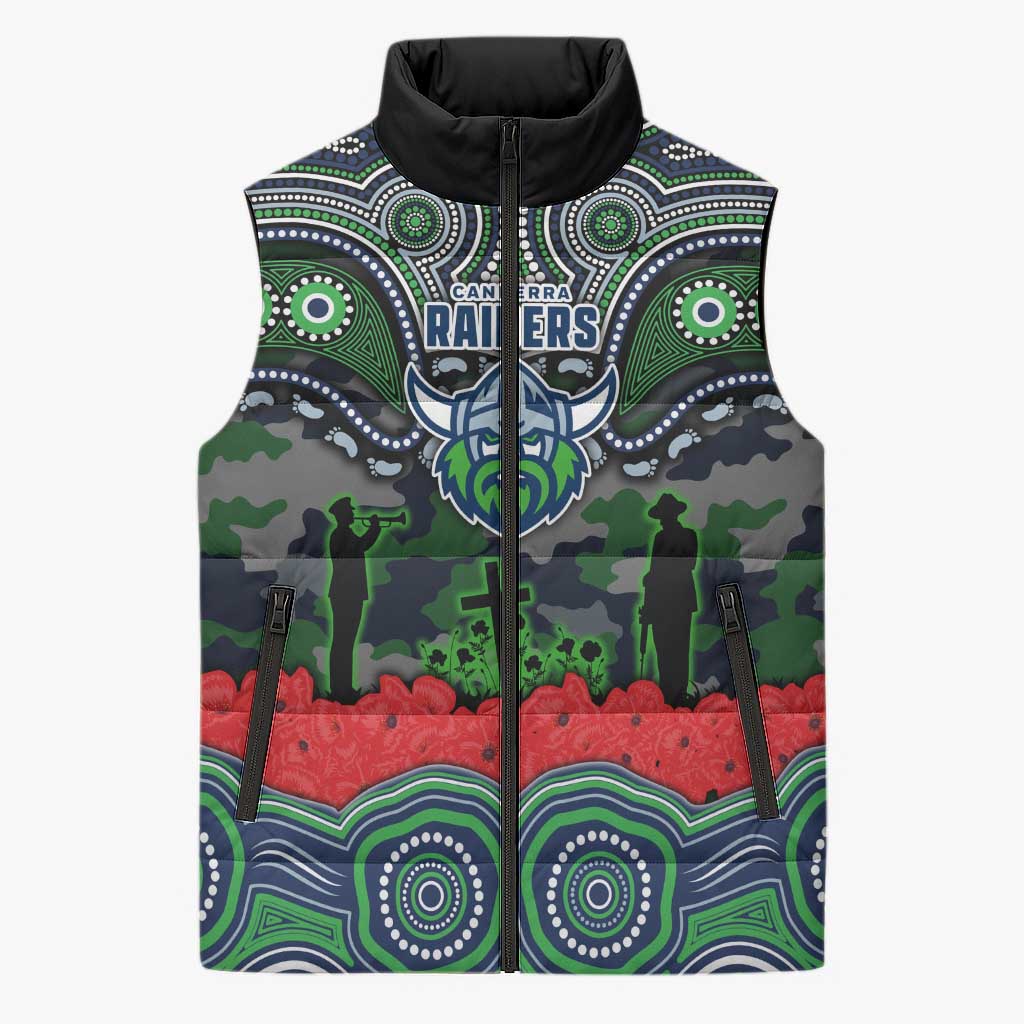 ANZAC Day Canberra Raiders Sleeveless Puffer Jacket Military Memorial Aboriginal Indigenous Art