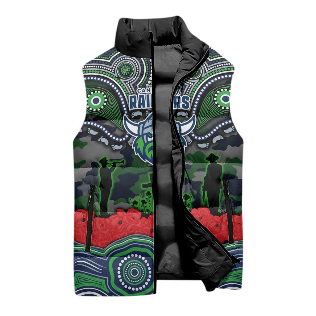 ANZAC Day Canberra Raiders Sleeveless Puffer Jacket Military Memorial Aboriginal Indigenous Art