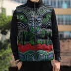 ANZAC Day Canberra Raiders Sleeveless Puffer Jacket Military Memorial Aboriginal Indigenous Art