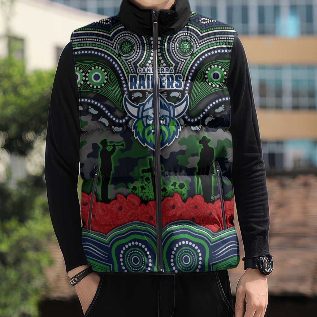 ANZAC Day Canberra Raiders Sleeveless Puffer Jacket Military Memorial Aboriginal Indigenous Art