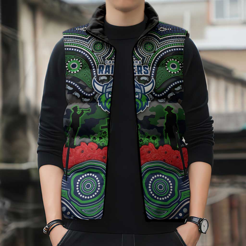 ANZAC Day Canberra Raiders Sleeveless Puffer Jacket Military Memorial Aboriginal Indigenous Art