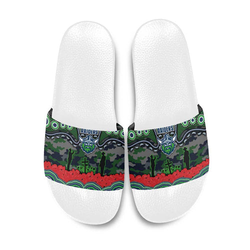 ANZAC Day Canberra Raiders Slide Sandals Military Memorial Aboriginal Indigenous Art