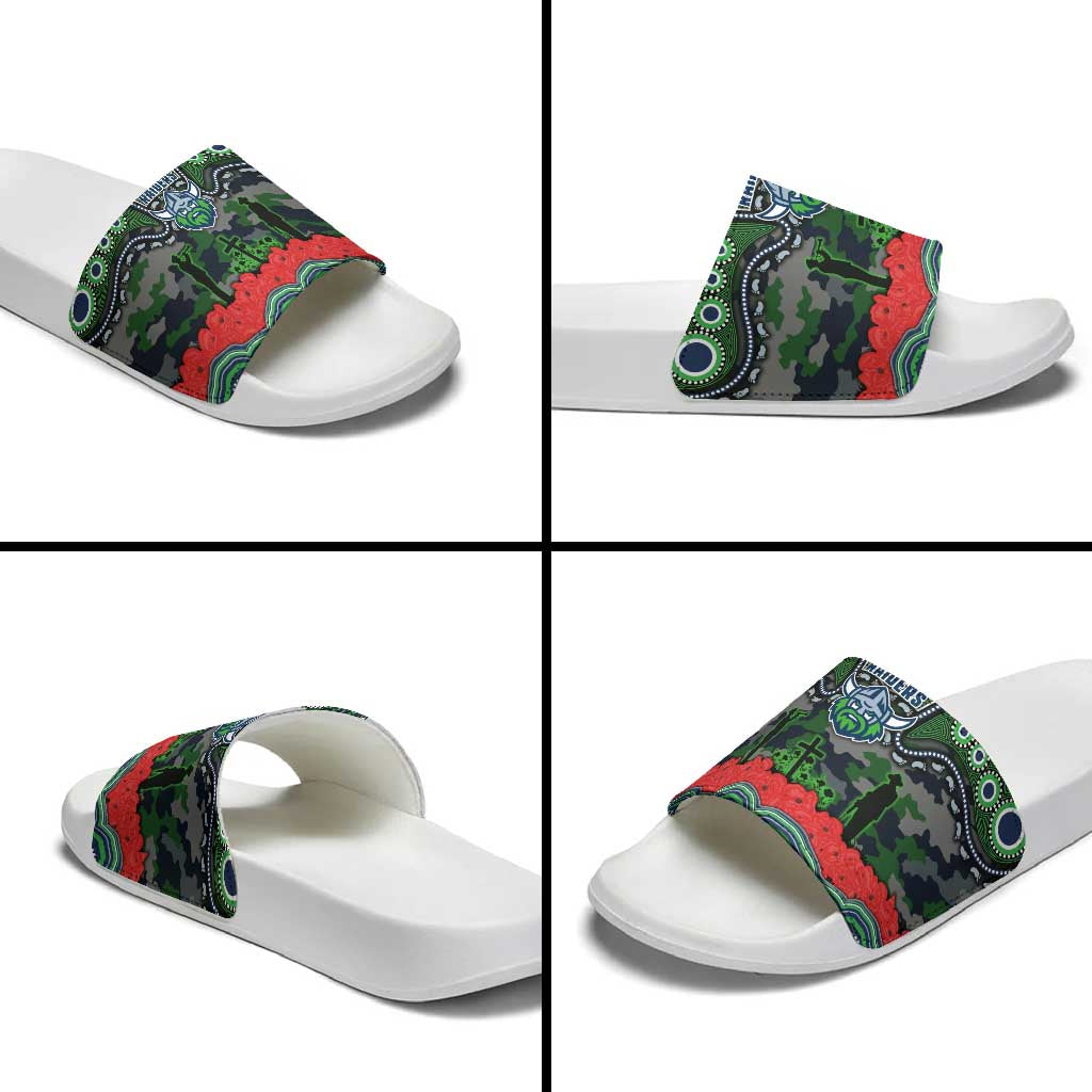 ANZAC Day Canberra Raiders Slide Sandals Military Memorial Aboriginal Indigenous Art