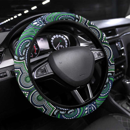 ANZAC Day Canberra Raiders Steering Wheel Cover Military Memorial Aboriginal Indigenous Art