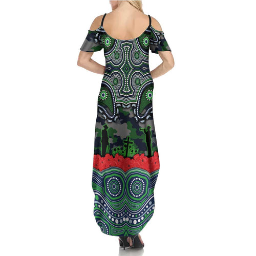 ANZAC Day Canberra Raiders Summer Maxi Dress Military Memorial Aboriginal Indigenous Art