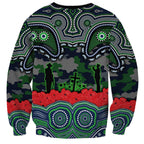 ANZAC Day Canberra Raiders Sweatshirt Military Memorial Aboriginal Indigenous Art