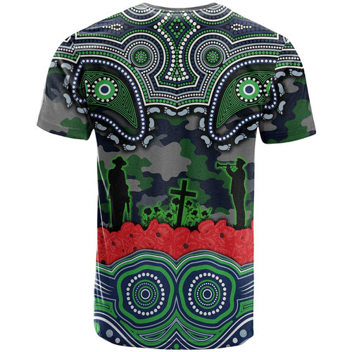 ANZAC Day Canberra Raiders T Shirt Military Memorial Aboriginal Indigenous Art