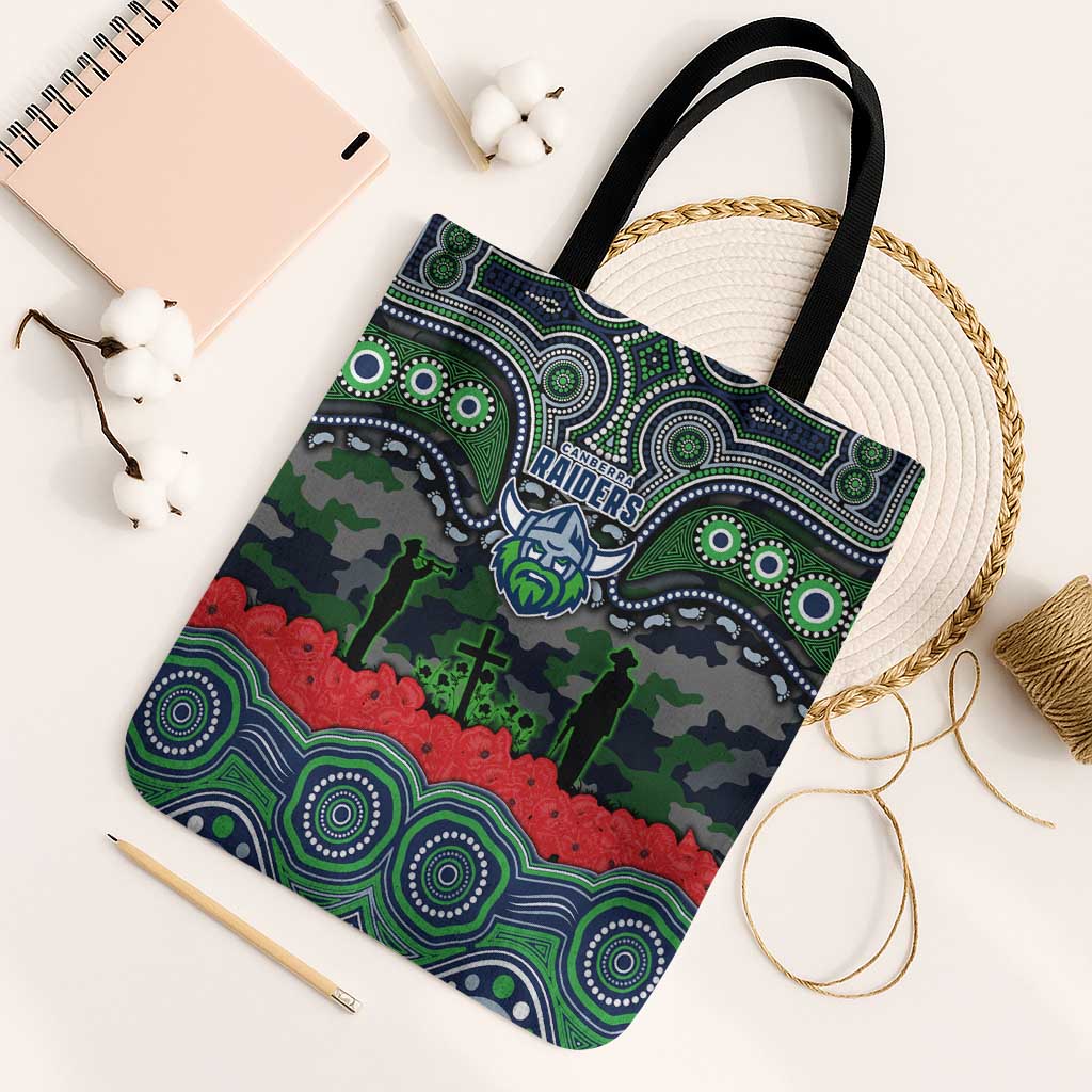 ANZAC Day Canberra Raiders Tote Bag Military Memorial Aboriginal Indigenous Art