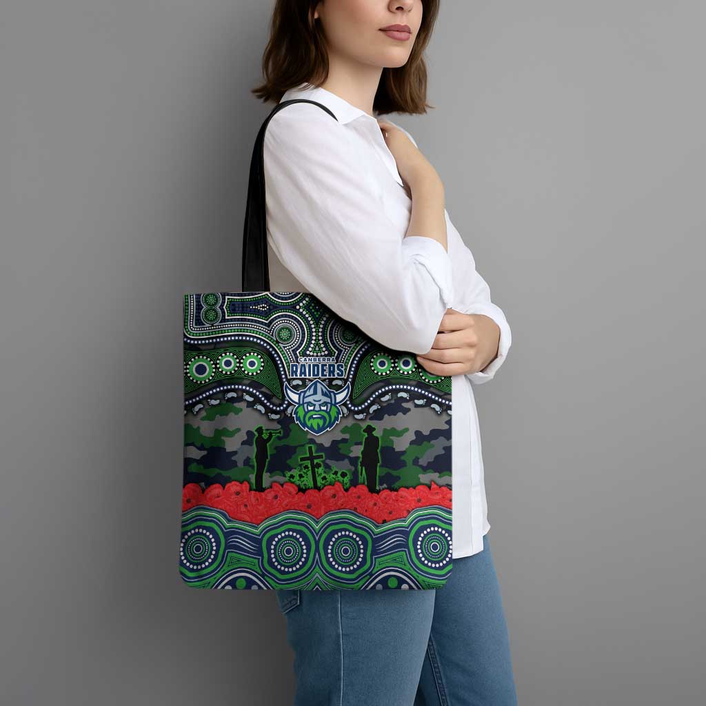 ANZAC Day Canberra Raiders Tote Bag Military Memorial Aboriginal Indigenous Art