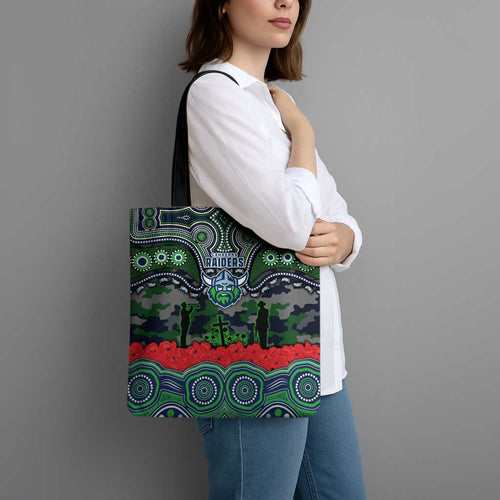 ANZAC Day Canberra Raiders Tote Bag Military Memorial Aboriginal Indigenous Art