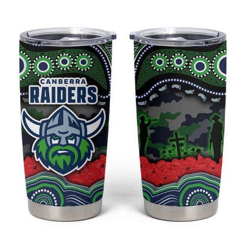 ANZAC Day Canberra Raiders Tumbler Cup Military Memorial Aboriginal Indigenous Art