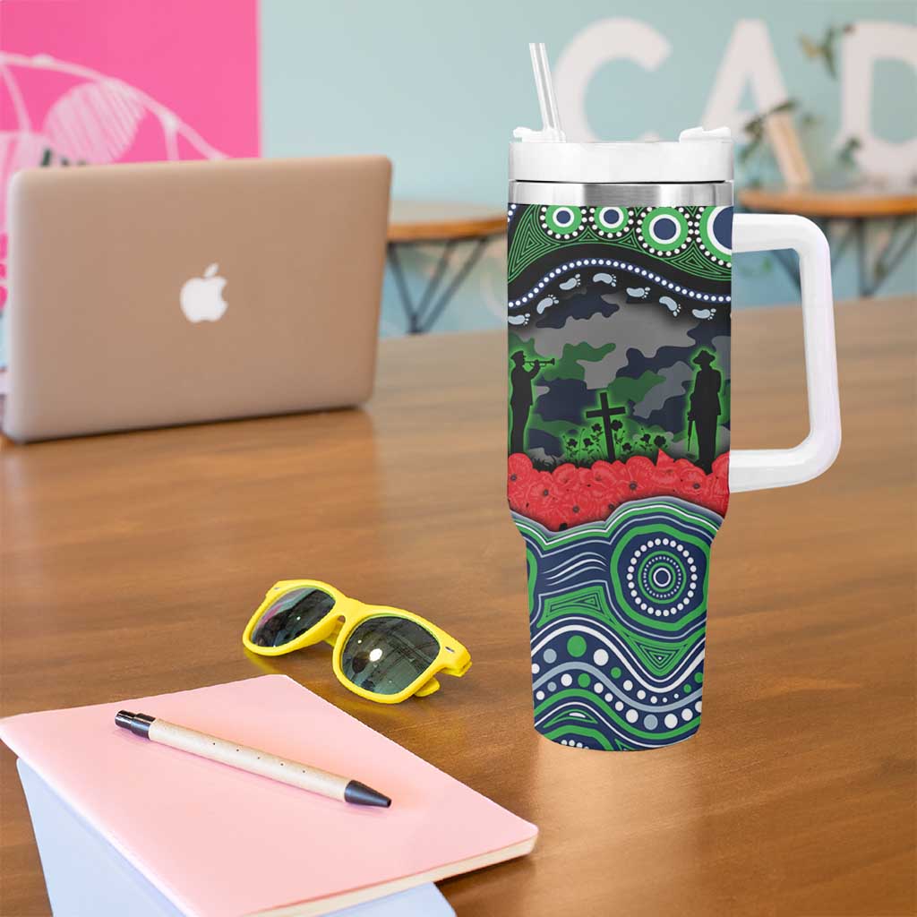 ANZAC Day Canberra Raiders Tumbler With Handle Military Memorial Aboriginal Indigenous Art