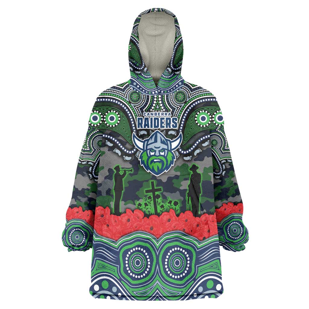 ANZAC Day Canberra Raiders Wearable Blanket Hoodie Military Memorial Aboriginal Indigenous Art