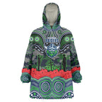 ANZAC Day Canberra Raiders Wearable Blanket Hoodie Military Memorial Aboriginal Indigenous Art