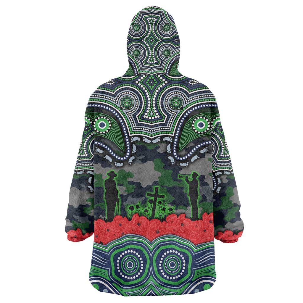 ANZAC Day Canberra Raiders Wearable Blanket Hoodie Military Memorial Aboriginal Indigenous Art