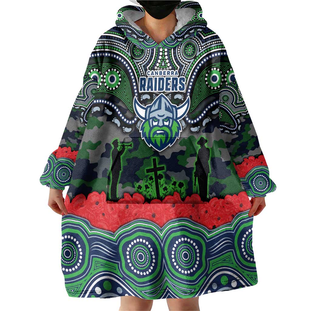 ANZAC Day Canberra Raiders Wearable Blanket Hoodie Military Memorial Aboriginal Indigenous Art