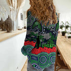 ANZAC Day Canberra Raiders Women Casual Shirt Military Memorial Aboriginal Indigenous Art